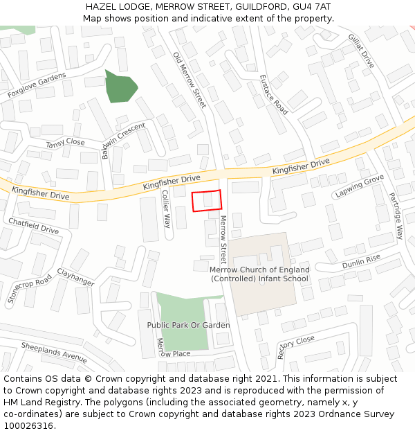 HAZEL LODGE, MERROW STREET, GUILDFORD, GU4 7AT: Location map and indicative extent of plot