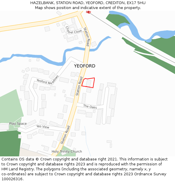 HAZELBANK, STATION ROAD, YEOFORD, CREDITON, EX17 5HU: Location map and indicative extent of plot