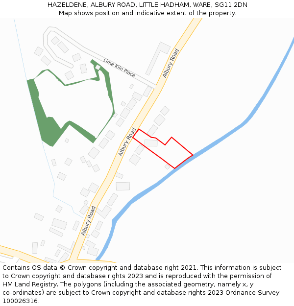 HAZELDENE, ALBURY ROAD, LITTLE HADHAM, WARE, SG11 2DN: Location map and indicative extent of plot