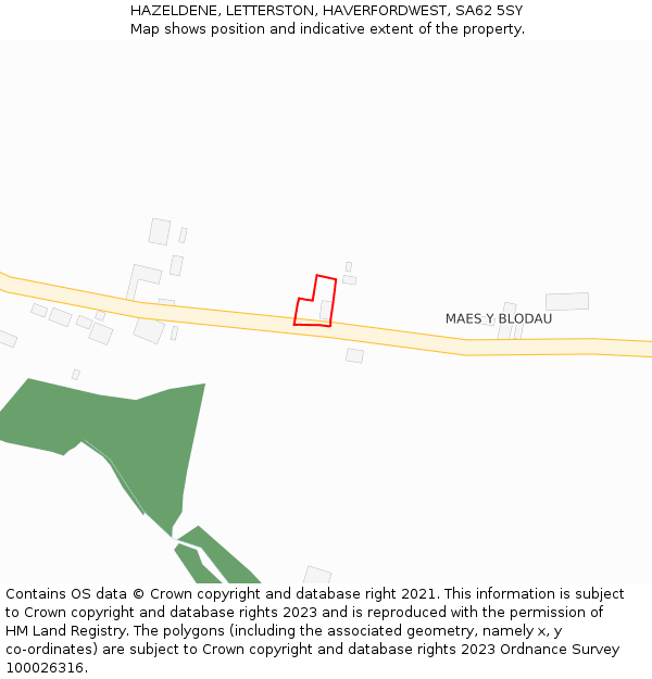 HAZELDENE, LETTERSTON, HAVERFORDWEST, SA62 5SY: Location map and indicative extent of plot