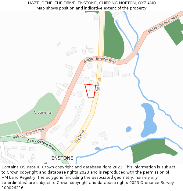 HAZELDENE, THE DRIVE, ENSTONE, CHIPPING NORTON, OX7 4NQ: Location map and indicative extent of plot