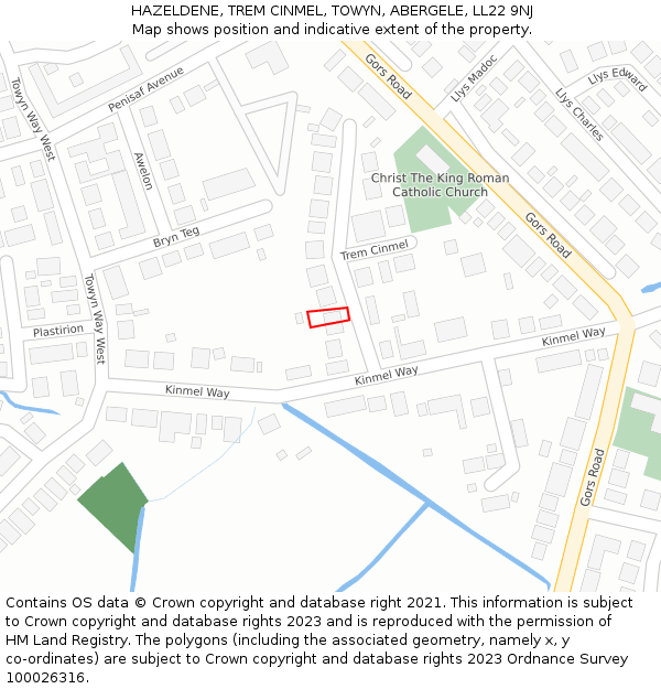 HAZELDENE, TREM CINMEL, TOWYN, ABERGELE, LL22 9NJ: Location map and indicative extent of plot