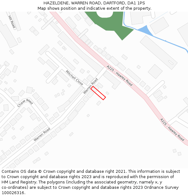 HAZELDENE, WARREN ROAD, DARTFORD, DA1 1PS: Location map and indicative extent of plot