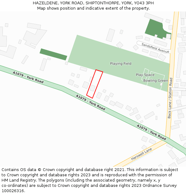 HAZELDENE, YORK ROAD, SHIPTONTHORPE, YORK, YO43 3PH: Location map and indicative extent of plot