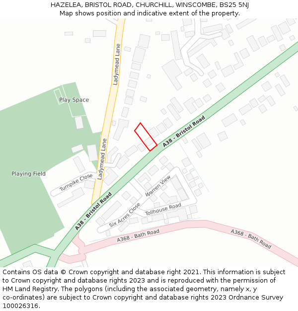 HAZELEA, BRISTOL ROAD, CHURCHILL, WINSCOMBE, BS25 5NJ: Location map and indicative extent of plot