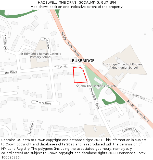 HAZELWELL, THE DRIVE, GODALMING, GU7 1PH: Location map and indicative extent of plot