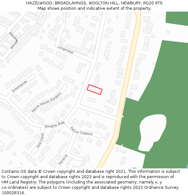 HAZELWOOD, BROADLAYINGS, WOOLTON HILL, NEWBURY, RG20 9TS: Location map and indicative extent of plot