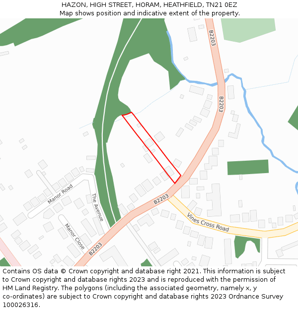 HAZON, HIGH STREET, HORAM, HEATHFIELD, TN21 0EZ: Location map and indicative extent of plot