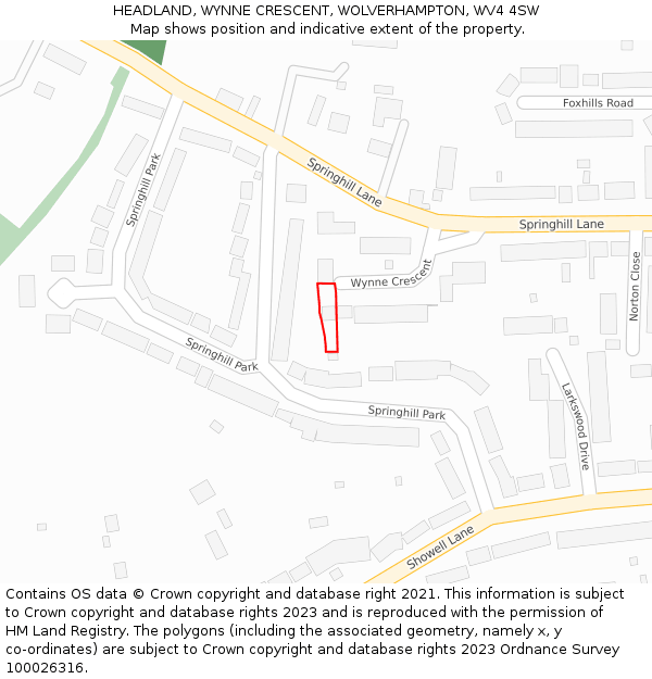 HEADLAND, WYNNE CRESCENT, WOLVERHAMPTON, WV4 4SW: Location map and indicative extent of plot