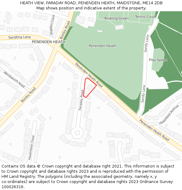 HEATH VIEW, FARADAY ROAD, PENENDEN HEATH, MAIDSTONE, ME14 2DB: Location map and indicative extent of plot