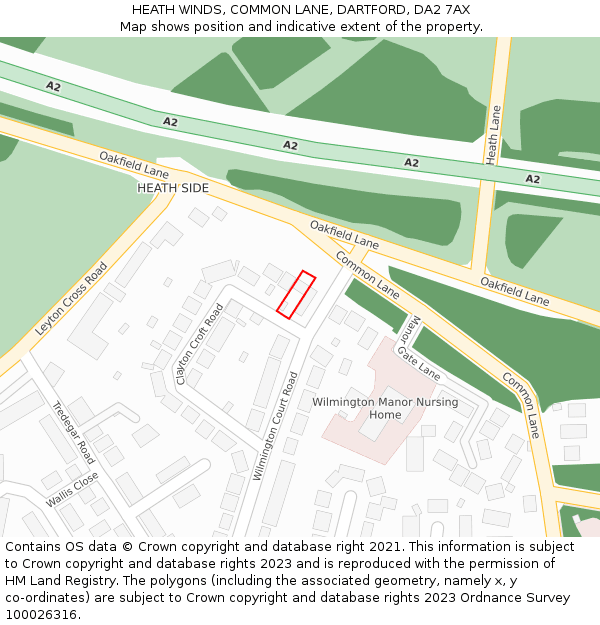 HEATH WINDS, COMMON LANE, DARTFORD, DA2 7AX: Location map and indicative extent of plot