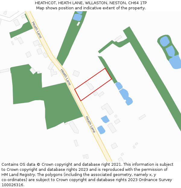 HEATHCOT, HEATH LANE, WILLASTON, NESTON, CH64 1TP: Location map and indicative extent of plot