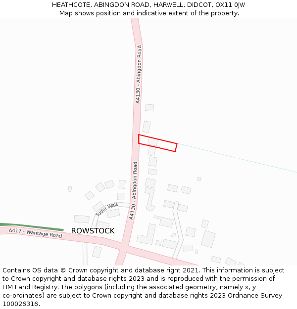 HEATHCOTE, ABINGDON ROAD, HARWELL, DIDCOT, OX11 0JW: Location map and indicative extent of plot