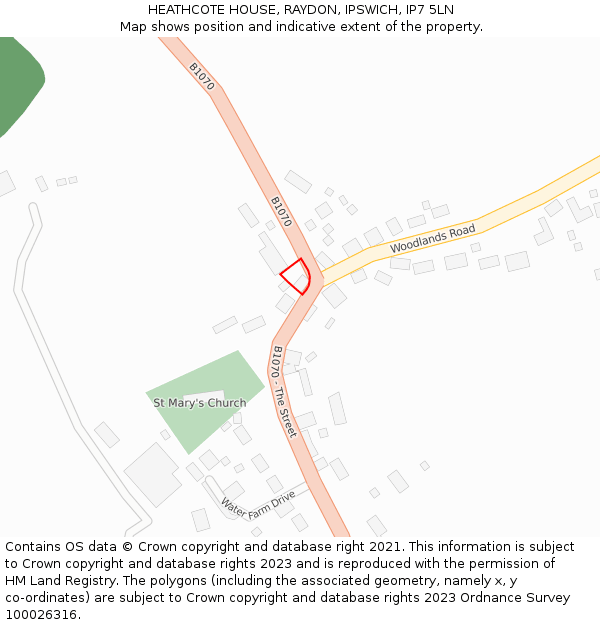 HEATHCOTE HOUSE, RAYDON, IPSWICH, IP7 5LN: Location map and indicative extent of plot