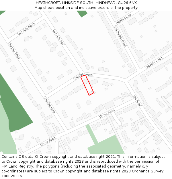 HEATHCROFT, LINKSIDE SOUTH, HINDHEAD, GU26 6NX: Location map and indicative extent of plot