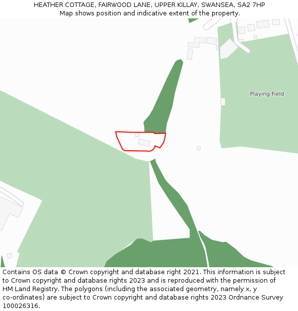 HEATHER COTTAGE, FAIRWOOD LANE, UPPER KILLAY, SWANSEA, SA2 7HP: Location map and indicative extent of plot