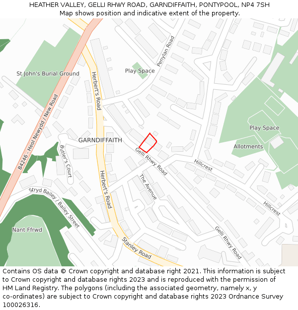 HEATHER VALLEY, GELLI RHWY ROAD, GARNDIFFAITH, PONTYPOOL, NP4 7SH: Location map and indicative extent of plot