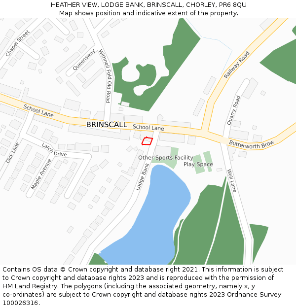 HEATHER VIEW, LODGE BANK, BRINSCALL, CHORLEY, PR6 8QU: Location map and indicative extent of plot