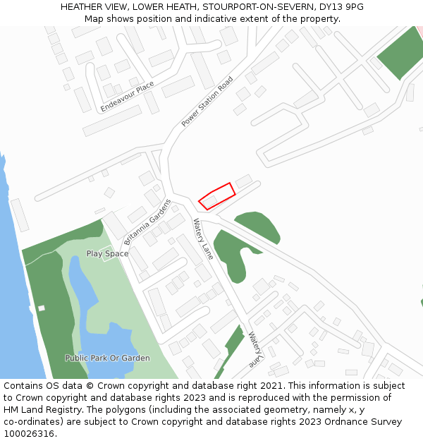 HEATHER VIEW, LOWER HEATH, STOURPORT-ON-SEVERN, DY13 9PG: Location map and indicative extent of plot