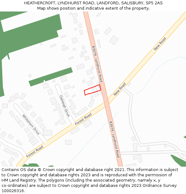 HEATHERCROFT, LYNDHURST ROAD, LANDFORD, SALISBURY, SP5 2AS: Location map and indicative extent of plot