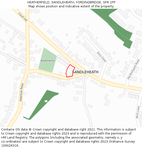HEATHERFIELD, SANDLEHEATH, FORDINGBRIDGE, SP6 1PP: Location map and indicative extent of plot