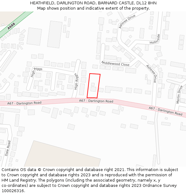HEATHFIELD, DARLINGTON ROAD, BARNARD CASTLE, DL12 8HN: Location map and indicative extent of plot