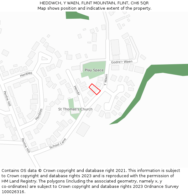 HEDDWCH, Y WAEN, FLINT MOUNTAIN, FLINT, CH6 5QR: Location map and indicative extent of plot