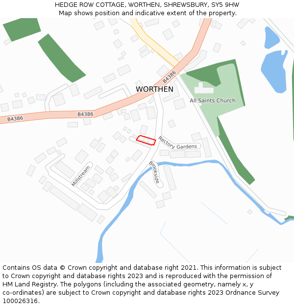 HEDGE ROW COTTAGE, WORTHEN, SHREWSBURY, SY5 9HW: Location map and indicative extent of plot