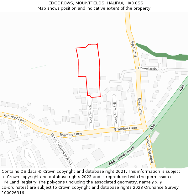 HEDGE ROWS, MOUNTFIELDS, HALIFAX, HX3 8SS: Location map and indicative extent of plot