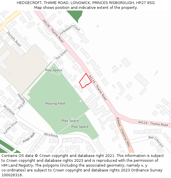 HEDGECROFT, THAME ROAD, LONGWICK, PRINCES RISBOROUGH, HP27 9SG: Location map and indicative extent of plot