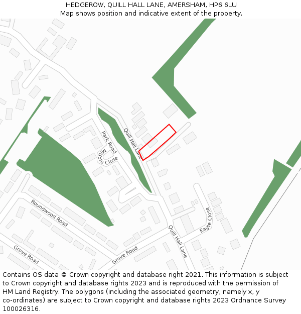 HEDGEROW, QUILL HALL LANE, AMERSHAM, HP6 6LU: Location map and indicative extent of plot