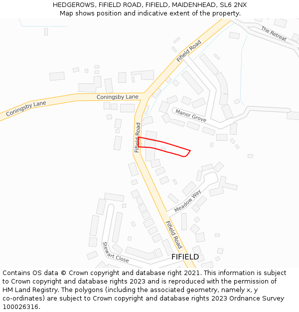 HEDGEROWS, FIFIELD ROAD, FIFIELD, MAIDENHEAD, SL6 2NX: Location map and indicative extent of plot