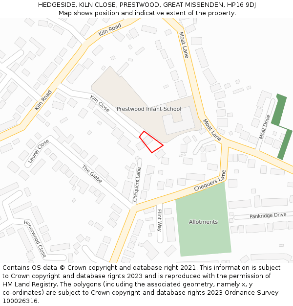 HEDGESIDE, KILN CLOSE, PRESTWOOD, GREAT MISSENDEN, HP16 9DJ: Location map and indicative extent of plot