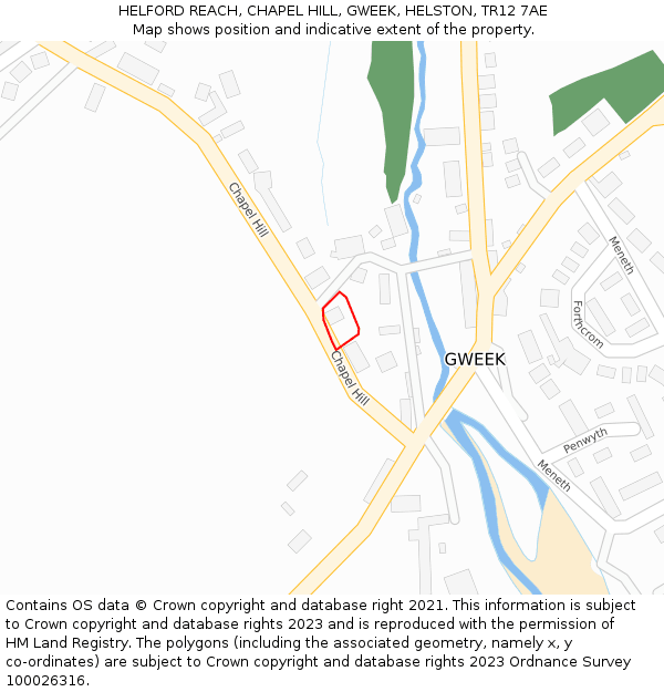 HELFORD REACH, CHAPEL HILL, GWEEK, HELSTON, TR12 7AE: Location map and indicative extent of plot