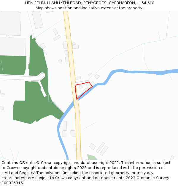 HEN FELIN, LLANLLYFNI ROAD, PENYGROES, CAERNARFON, LL54 6LY: Location map and indicative extent of plot