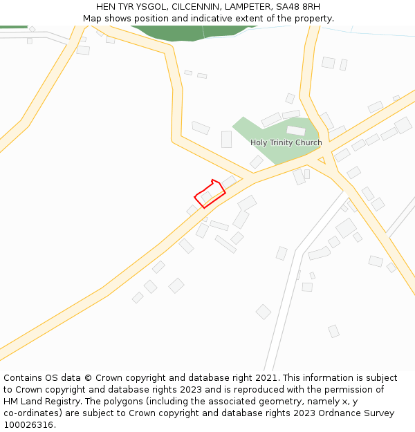 HEN TYR YSGOL, CILCENNIN, LAMPETER, SA48 8RH: Location map and indicative extent of plot