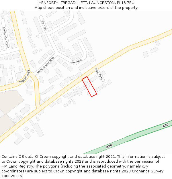HENFORTH, TREGADILLETT, LAUNCESTON, PL15 7EU: Location map and indicative extent of plot