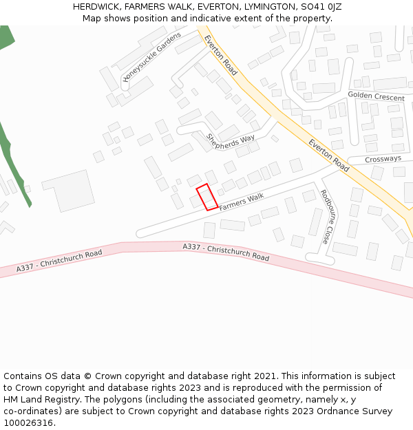 HERDWICK, FARMERS WALK, EVERTON, LYMINGTON, SO41 0JZ: Location map and indicative extent of plot