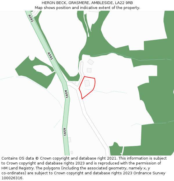 HERON BECK, GRASMERE, AMBLESIDE, LA22 9RB: Location map and indicative extent of plot