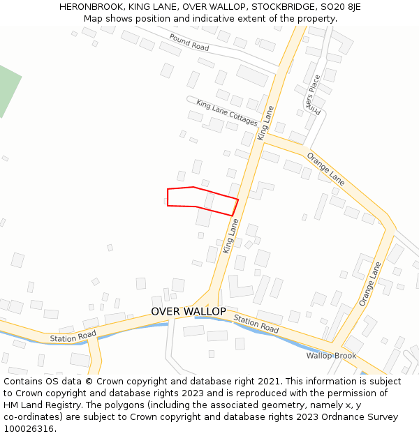 HERONBROOK, KING LANE, OVER WALLOP, STOCKBRIDGE, SO20 8JE: Location map and indicative extent of plot