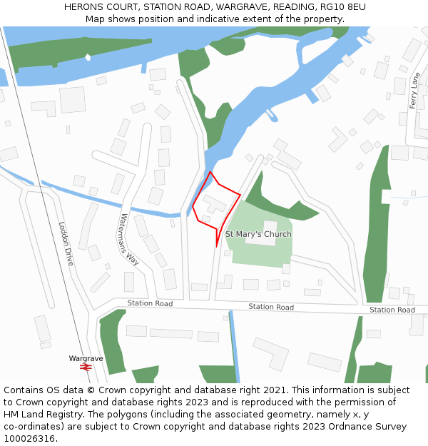 HERONS COURT, STATION ROAD, WARGRAVE, READING, RG10 8EU: Location map and indicative extent of plot