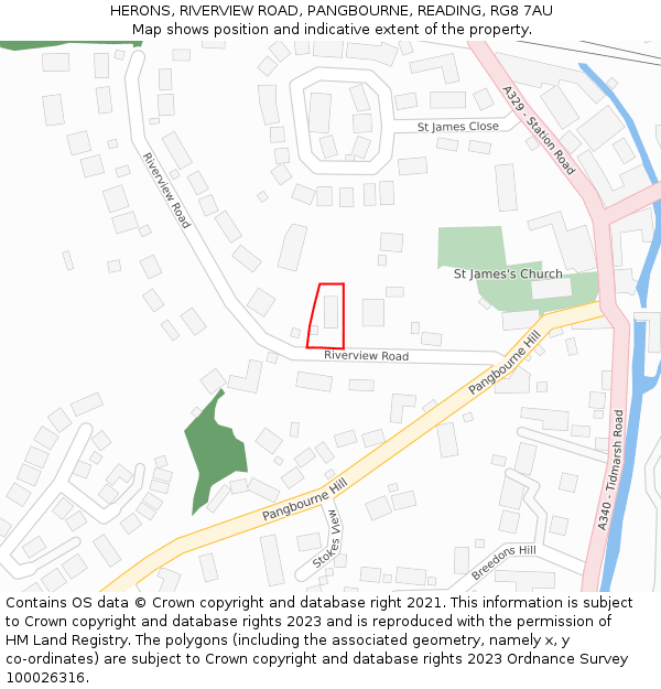 HERONS, RIVERVIEW ROAD, PANGBOURNE, READING, RG8 7AU: Location map and indicative extent of plot