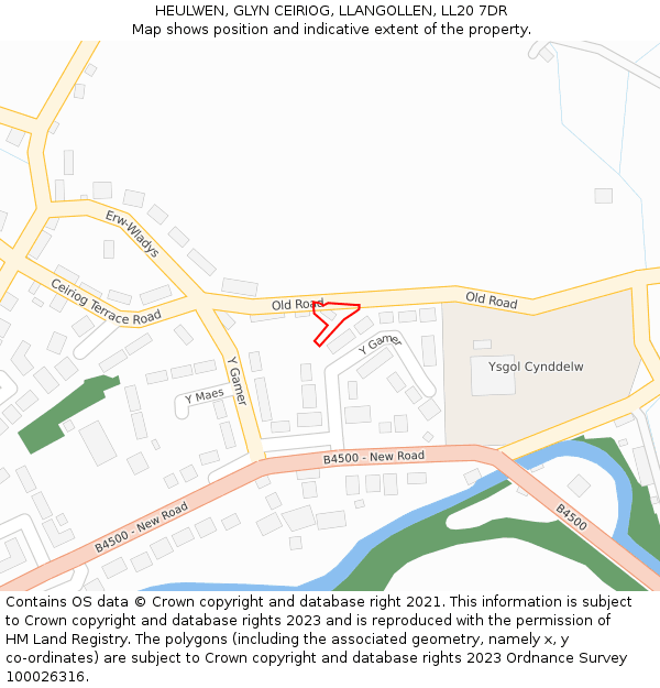 HEULWEN, GLYN CEIRIOG, LLANGOLLEN, LL20 7DR: Location map and indicative extent of plot