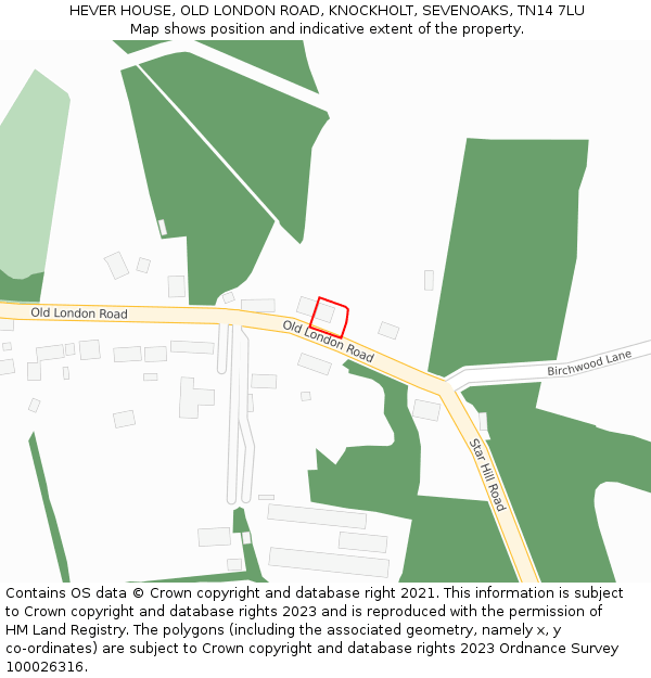 HEVER HOUSE, OLD LONDON ROAD, KNOCKHOLT, SEVENOAKS, TN14 7LU: Location map and indicative extent of plot