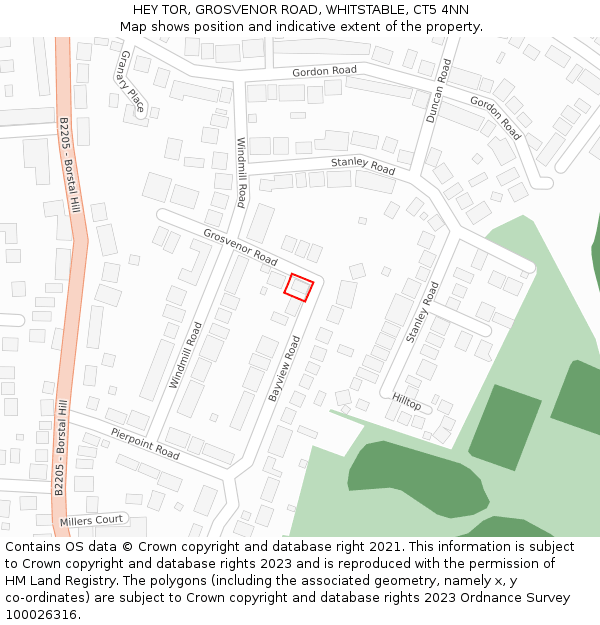 HEY TOR, GROSVENOR ROAD, WHITSTABLE, CT5 4NN: Location map and indicative extent of plot