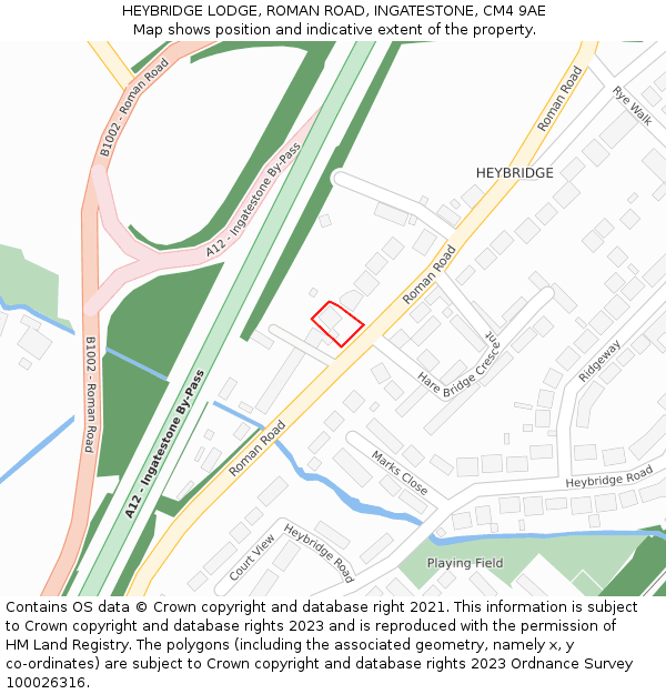 HEYBRIDGE LODGE, ROMAN ROAD, INGATESTONE, CM4 9AE: Location map and indicative extent of plot