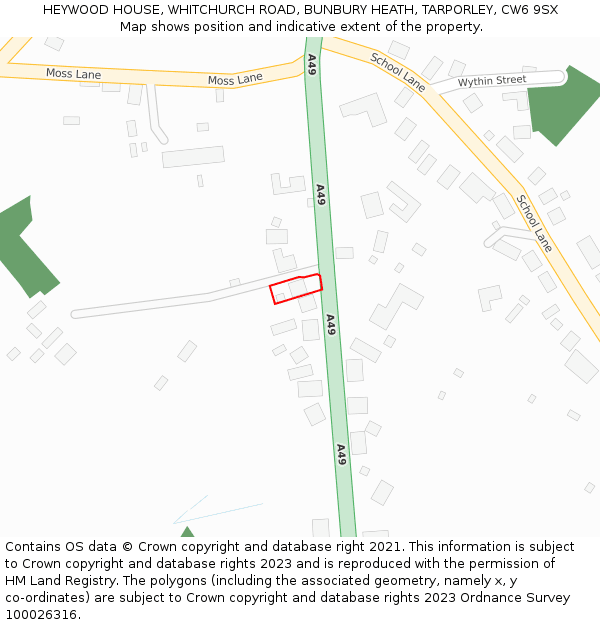 HEYWOOD HOUSE, WHITCHURCH ROAD, BUNBURY HEATH, TARPORLEY, CW6 9SX: Location map and indicative extent of plot