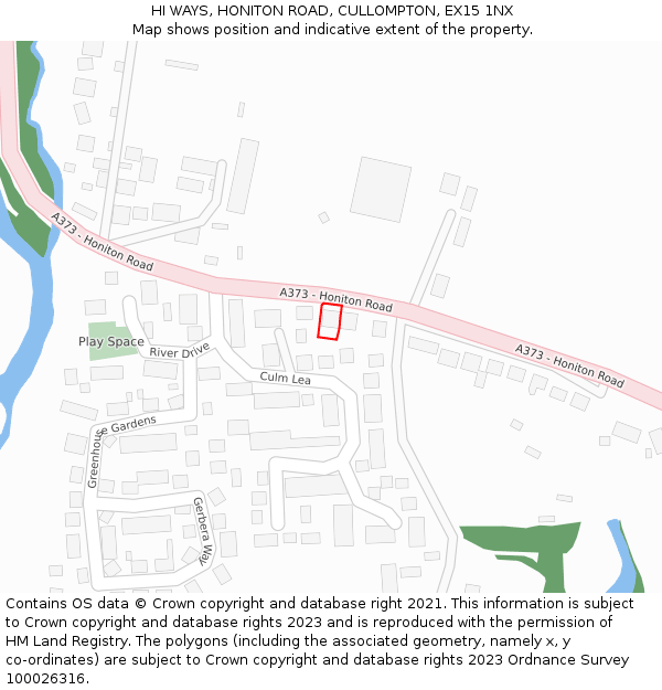 HI WAYS, HONITON ROAD, CULLOMPTON, EX15 1NX: Location map and indicative extent of plot
