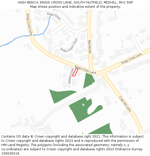 HIGH BEECH, KINGS CROSS LANE, SOUTH NUTFIELD, REDHILL, RH1 5NP: Location map and indicative extent of plot