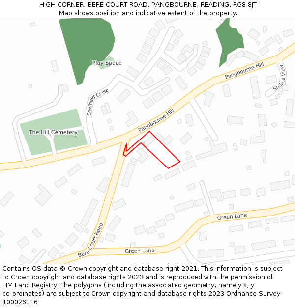 HIGH CORNER, BERE COURT ROAD, PANGBOURNE, READING, RG8 8JT: Location map and indicative extent of plot